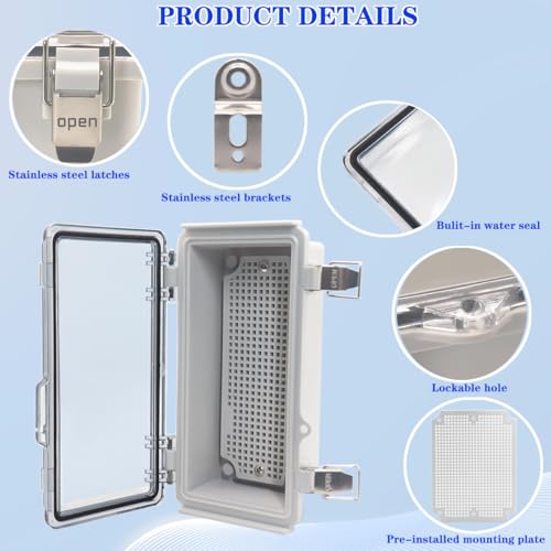 YETLEBOX Outdoor Waterproof Electrical Box Junction Box Weatherproof IP67 ABS Plastic Enclosure Switch Router Project Box Electronics Enclosure with Mounting Plate Wall Bracket Clear 7.9"x3.9"x2.8" - Image 3