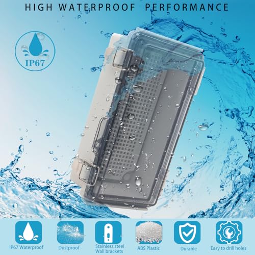 YETLEBOX Outdoor Waterproof Electrical Box Junction Box Weatherproof IP67 ABS Plastic Enclosure Switch Router Project Box Electronics Enclosure with Mounting Plate Wall Bracket Clear 7.9"x3.9"x2.8" - Image 2
