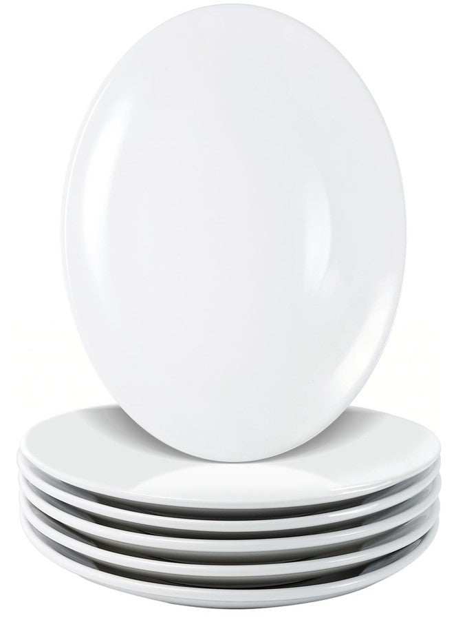 Dyrfolm 6 Piece Porcelain Dinner Plates, 10 Inch Ceramic Salad Plates, Round Appetizer Plate, White Dessert Plate,Ceramic Serving Dishes for Steak Pasta Pizza Catering, Microwave, Dishwasher Safe - Image 1