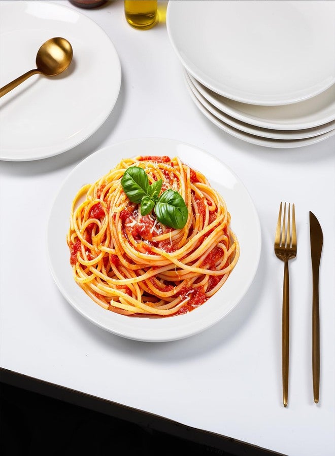 Dyrfolm 6 Piece Porcelain Dinner Plates, 10 Inch Ceramic Salad Plates, Round Appetizer Plate, White Dessert Plate,Ceramic Serving Dishes for Steak Pasta Pizza Catering, Microwave, Dishwasher Safe - Image 5