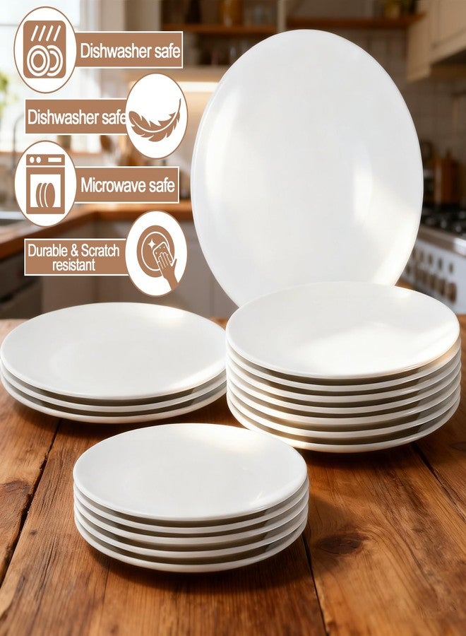 Dyrfolm 6 Piece Porcelain Dinner Plates, 10 Inch Ceramic Salad Plates, Round Appetizer Plate, White Dessert Plate,Ceramic Serving Dishes for Steak Pasta Pizza Catering, Microwave, Dishwasher Safe - Image 4