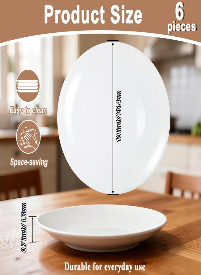 Dyrfolm 6 Piece Porcelain Dinner Plates, 10 Inch Ceramic Salad Plates, Round Appetizer Plate, White Dessert Plate,Ceramic Serving Dishes for Steak Pasta Pizza Catering, Microwave, Dishwasher Safe - Image 2