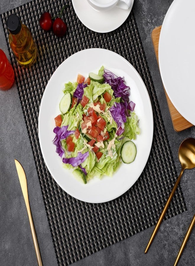 Dyrfolm 6 Piece Porcelain Dinner Plates, 10 Inch Ceramic Salad Plates, Round Appetizer Plate, White Dessert Plate,Ceramic Serving Dishes for Steak Pasta Pizza Catering, Microwave, Dishwasher Safe - Image 3