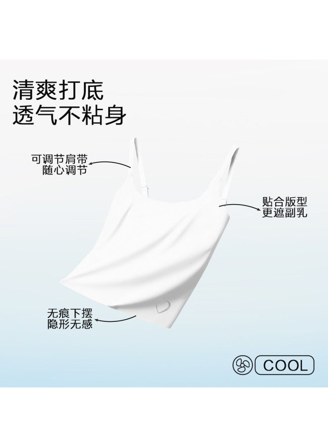 Red Bean Padded Strappy Undershirt For Women, Seamless Sleeveless Top With Built-In Bra, Lightweight And Suitable For Outerwear - Image 3