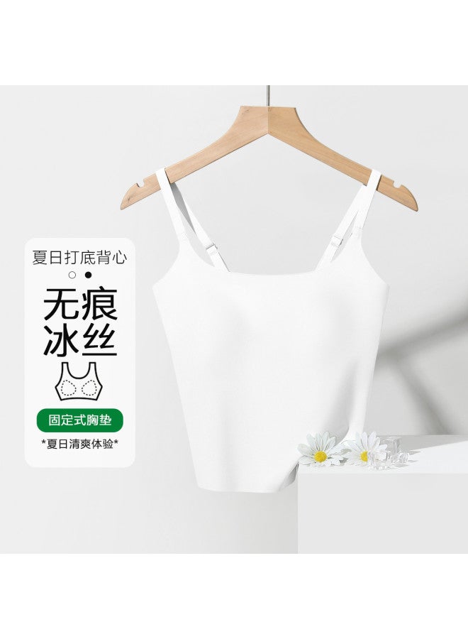 Red Bean Padded Strappy Undershirt For Women, Seamless Sleeveless Top With Built-In Bra, Lightweight And Suitable For Outerwear - Image 2