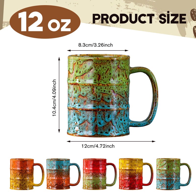 LGQ Coffee Mugs Set of 4,12 Oz Coffee Cups Ceramic, Perfect for Office Family Gatherings - Dishwasher and Microwave Safe (4, Green and Blue) - Image 2
