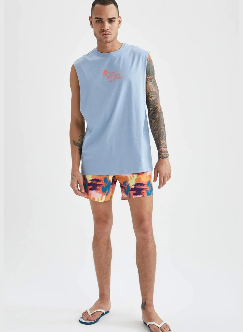 DeFacto Oversized Fit Text Printed Sleeveless Crew Neck T-Shirt
