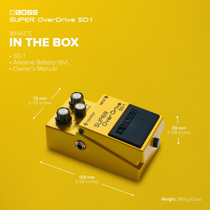 BOSS SD-1 SUPER Overdrive | Compact Overdrive Pedal | Genre-Defining Sound & Feel | Unique Clipping Circuitry Produces Tube-Like Characteristics | Dynamic Tone Options | Easy-To-Use Controls - Image 4