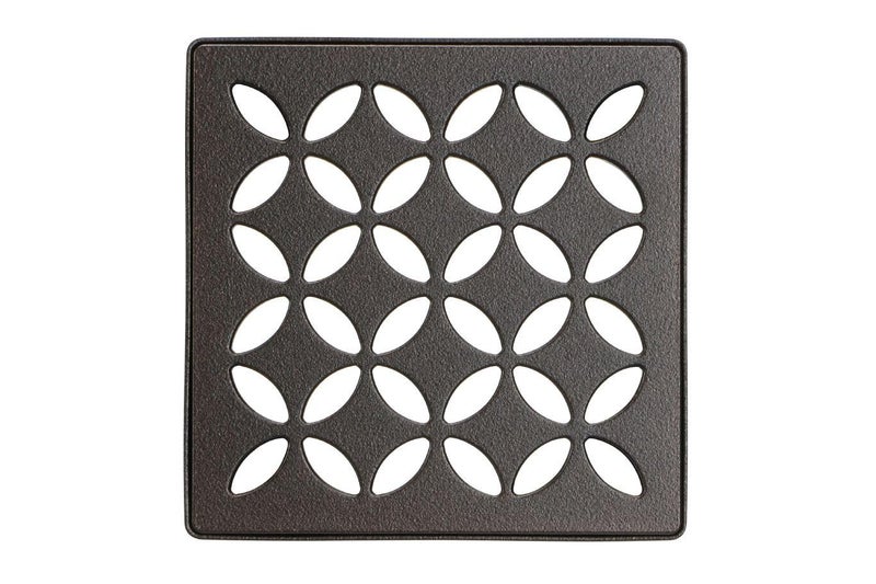 Schluter KerdiDrain Grate Kit with Integrated Slope Bonding Flange  Ideal for Bathroom or Wet Rooms  4 Bronze Floral Adjustable  KDIF4GRKTSOBD5