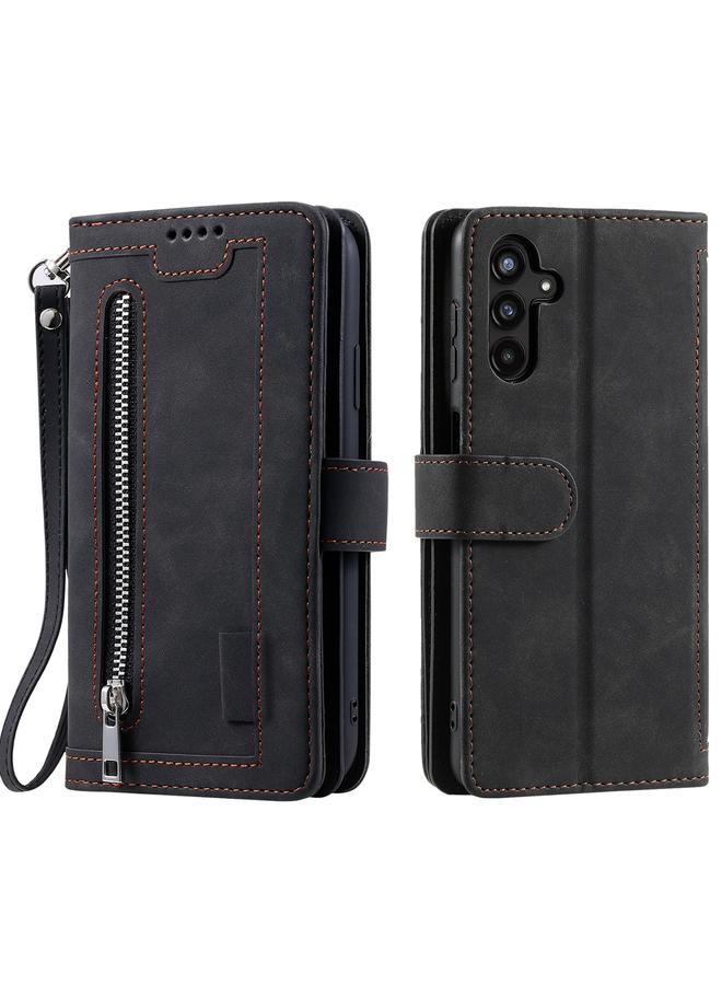 اس-توب جراب لهاتف Samsung Galaxy A36 مصنوع من الجلد مزود بسحاب وتسع بطاقات مع حبل تعليق - Image 1