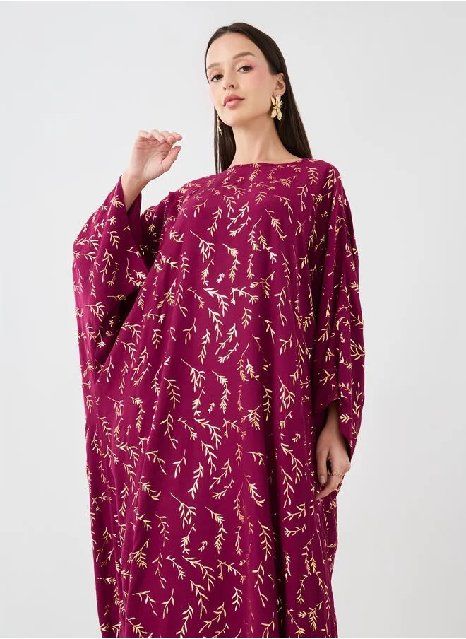 تايك تو Take Two Foil Printed Batwing Sleeve Kaftan