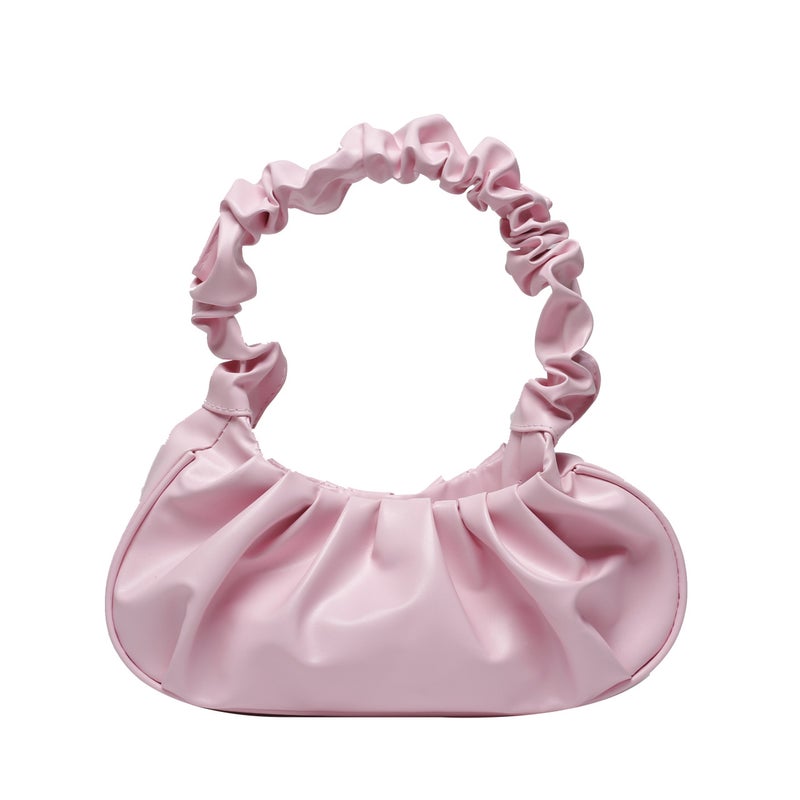 Chic Pleated Cloud Shoulder Bag Women Fashion 2024 Pink 