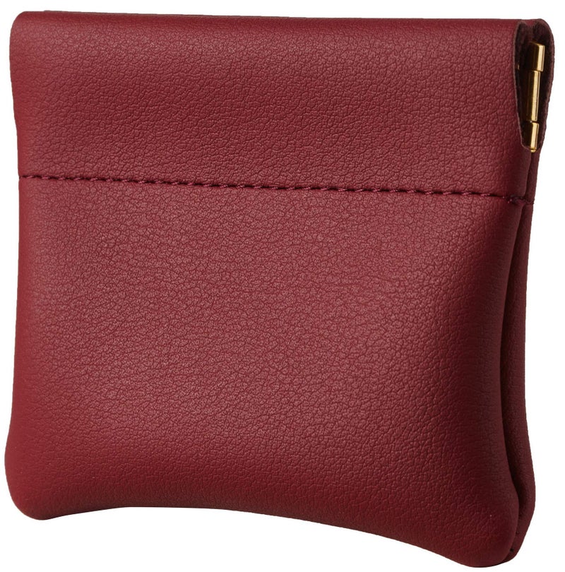 Travelambo Leather Squeeze Coin Purse Pouch Change Holder For Men & Women (Access Red Deep) - Image 2