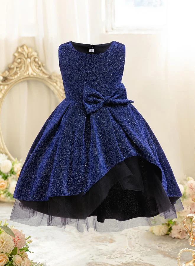 تايك تو Girls Navy Blue Embellished Sleeveless Dress