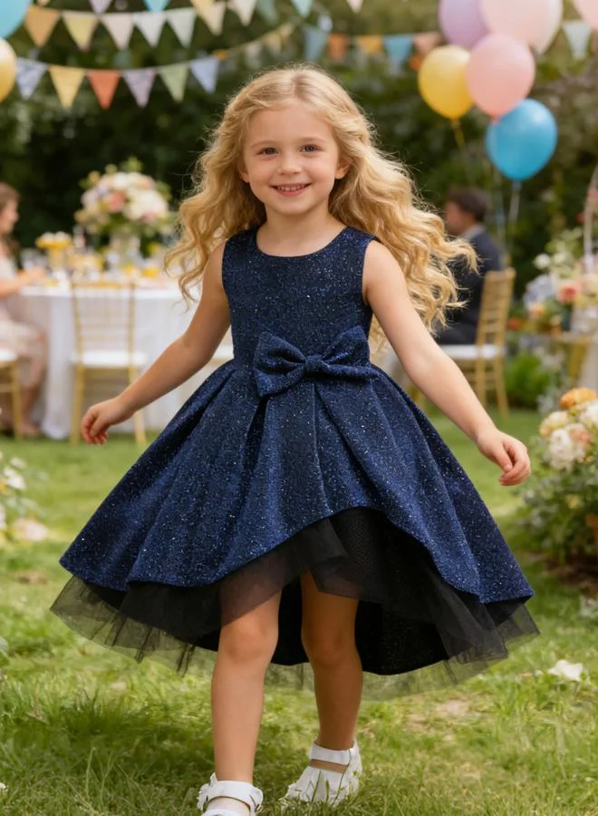 تايك تو Girls Navy Blue Embellished Sleeveless Dress