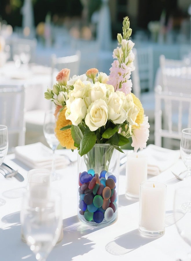 SUREAM Mixed Colored Flat Glass Gems, 0.8LB Glass Pebbles Beads for Vases Fillers Aquarium Fish Tank Rocks DIY Crafts Table Scatter Decoration - Image 3