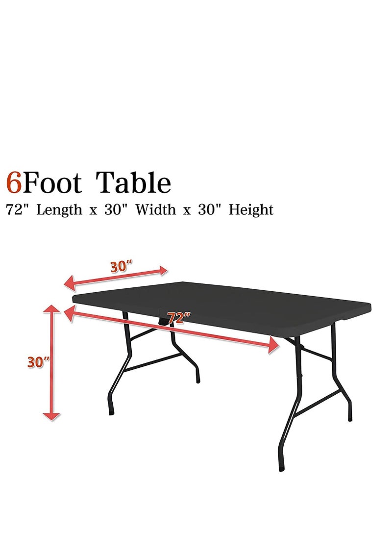 Premify Table Cloth Black, Spandex Table Cover, 6 Feet-Universal Fitted Washable Rectangular Tablecloth Suitable for Weddings, Parties, Business Meet Ups and Banquets - Image 2