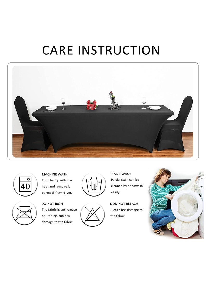 Premify Table Cloth Black, Spandex Table Cover, 6 Feet-Universal Fitted Washable Rectangular Tablecloth Suitable for Weddings, Parties, Business Meet Ups and Banquets - Image 3
