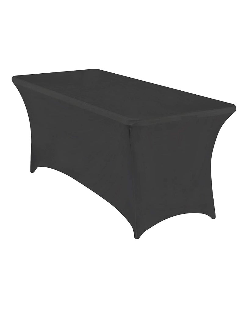 Premify Table Cloth Black, Spandex Table Cover, 6 Feet-Universal Fitted Washable Rectangular Tablecloth Suitable for Weddings, Parties, Business Meet Ups and Banquets - Image 4