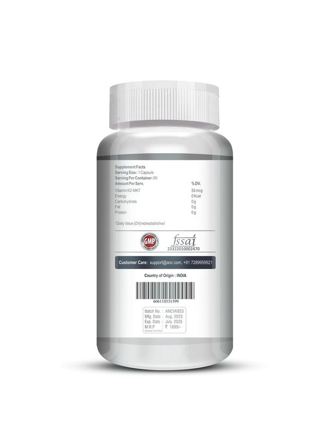 ANC Vitamin K2 Mk-7- Support Bone & Heart Health - 55Mcg - (90 Capsules)  - Image 3