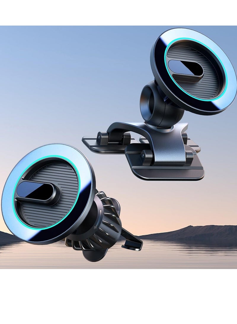 XiuWoo For MagSafe Car Mount, Ultra Stable 3X Adhesion Sturdy Metal Hook Multi-Angle Rotated Magnetic Phone Holder for Dash, Vent Magnet Mount iPhone 15 14 13 & Magsafe Case - Image 1