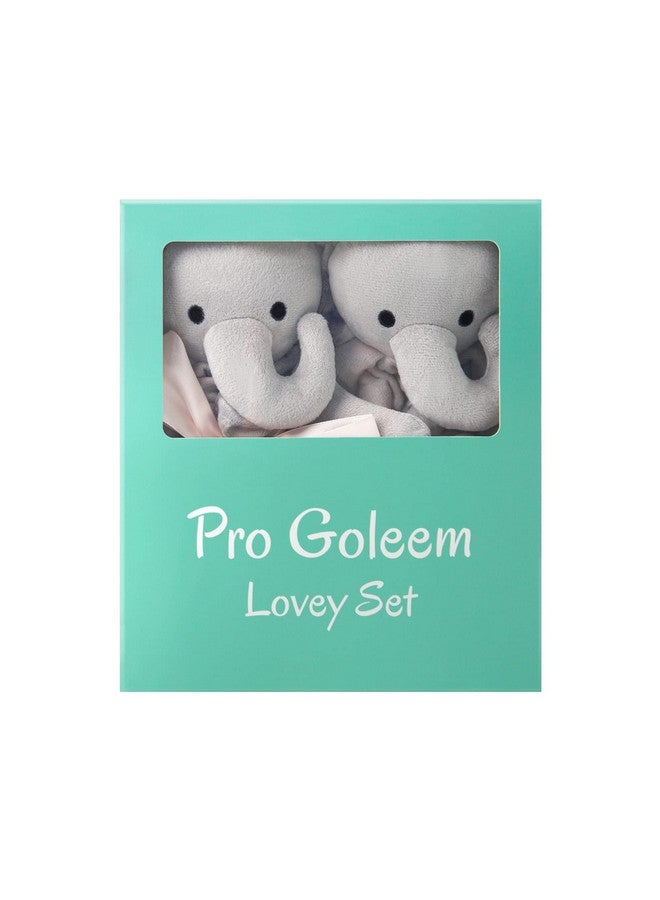 Pro Goleem Elephant Loveys for Babies Twin Baby Gifts Soft Security Blanket Baby Snuggle Toy Stuffed Animal Blanket for Infant and Toddler Gray, 2 Pack - Image 1