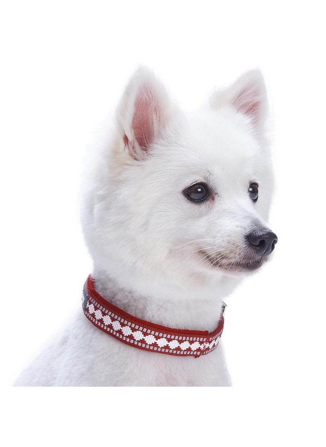 Blueberry Pet Blueberry Pet Soft & Safe 3M Reflective Jacquard Neoprene Padded Adjustable Dog Collar with Metal Buckle - Marsala Red, Neck 17-20.5", for Large Breed  - Image 2