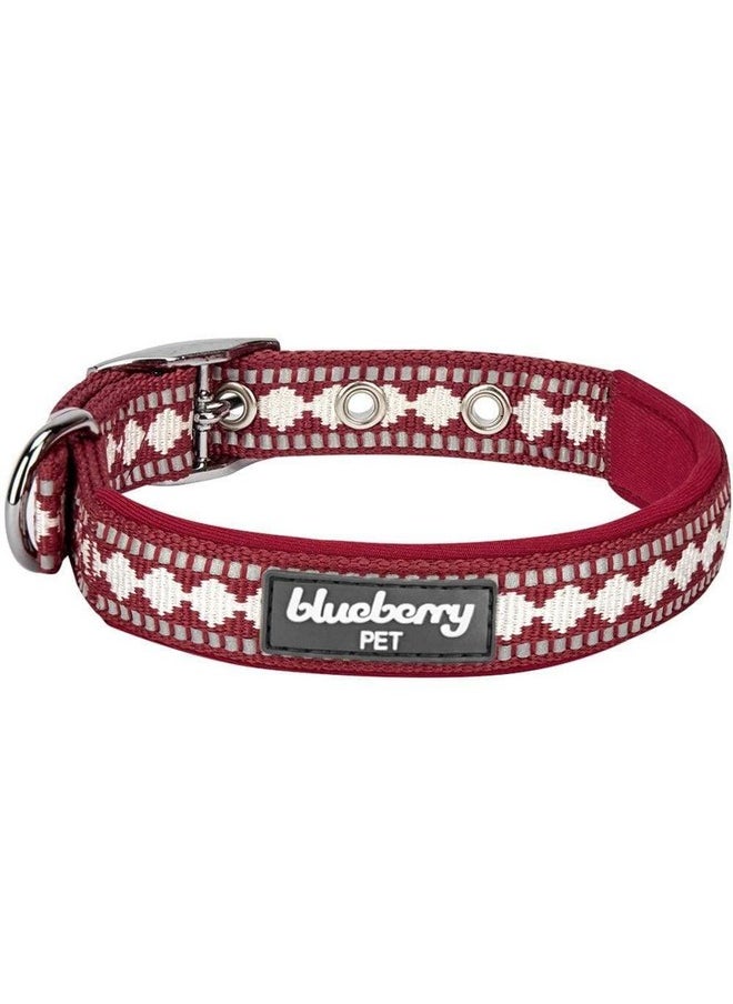 Blueberry Pet Blueberry Pet Soft & Safe 3M Reflective Jacquard Neoprene Padded Adjustable Dog Collar with Metal Buckle - Marsala Red, Neck 17-20.5", for Large Breed  - Image 1