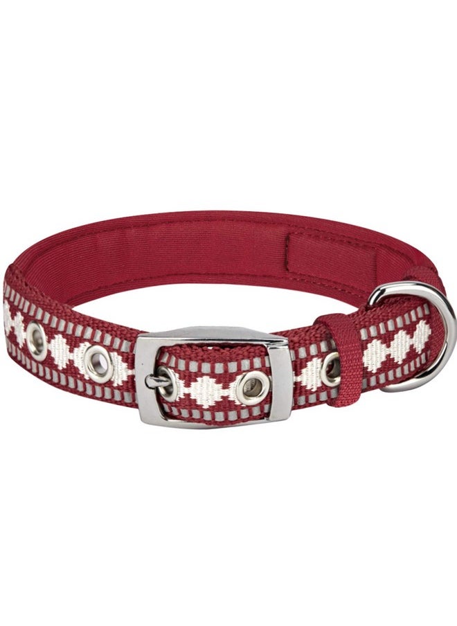 Blueberry Pet Blueberry Pet Soft & Safe 3M Reflective Jacquard Neoprene Padded Adjustable Dog Collar with Metal Buckle - Marsala Red, Neck 17-20.5", for Large Breed  - Image 4