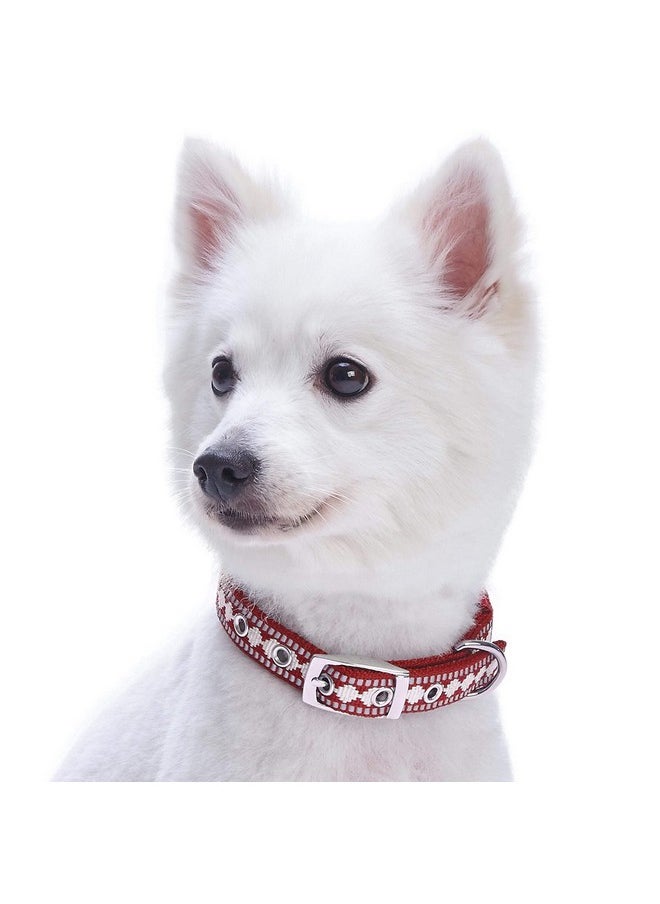 Blueberry Pet Blueberry Pet Soft & Safe 3M Reflective Jacquard Neoprene Padded Adjustable Dog Collar with Metal Buckle - Marsala Red, Neck 17-20.5", for Large Breed  - Image 3