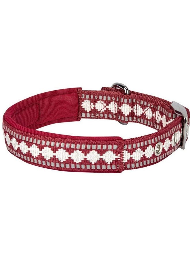 Blueberry Pet Blueberry Pet Soft & Safe 3M Reflective Jacquard Neoprene Padded Adjustable Dog Collar with Metal Buckle - Marsala Red, Neck 17-20.5", for Large Breed  - Image 5