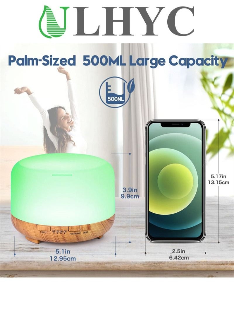 ULHYC - Essential Oil Diffusers, 500ml Diffusers for Essential Oils Large Room,Home, Aromatherapy Oil Diffuser with Cool Mist - Image 1