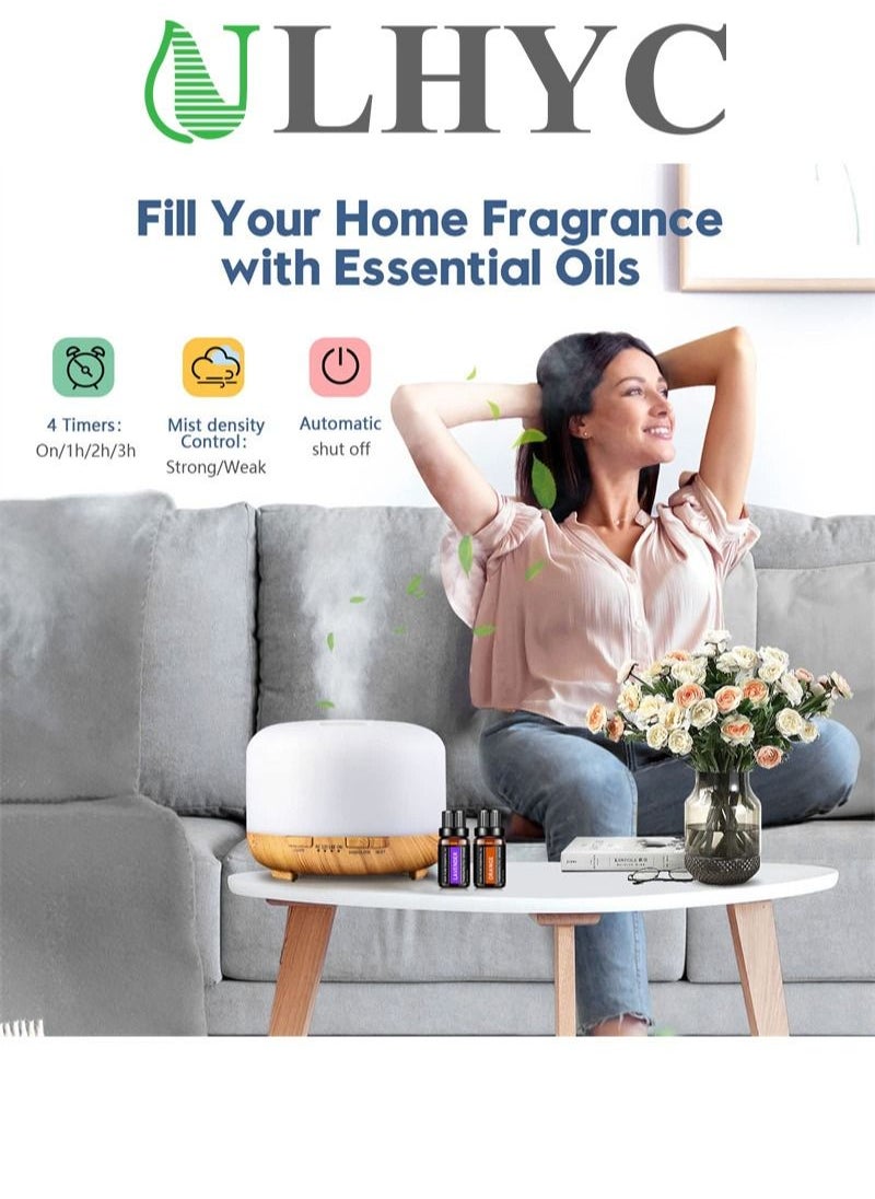 ULHYC - Essential Oil Diffusers, 500ml Diffusers for Essential Oils Large Room,Home, Aromatherapy Oil Diffuser with Cool Mist - Image 1