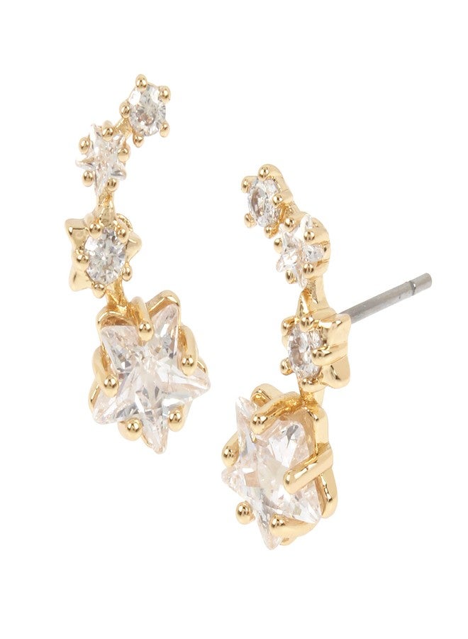 Betsey Johnson CZ Stone Delicate Shooting Star Ear Climber Earrings - Image 1