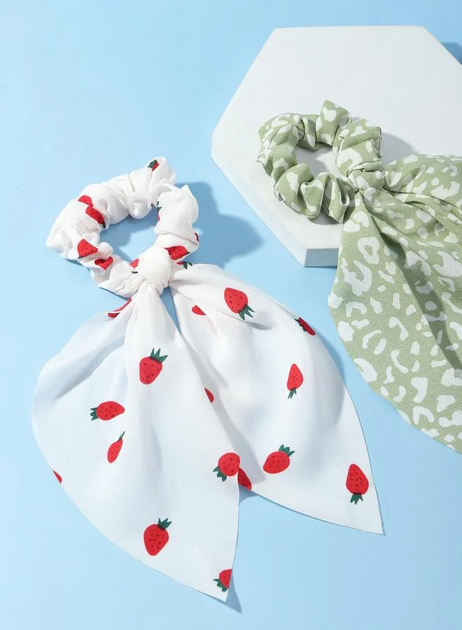 تايك تو Set of 4 - Floral Print Hair Scrunchies