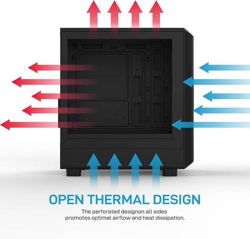 الساي علبة كمبيوتر برج متوسطة ALSEYE Rams2.0 Micro-ATX/ITX MATX مع لوحة جانبية من الزجاج المقوى، تحكم ARGB، مرشحات غبار، تدعم مبرد CPU 180 مم/GPU 305 مم/PSU 160 مم، 6 مراوح 120 مم، مشعاع علوي 240 مم (أسود) - Image 5