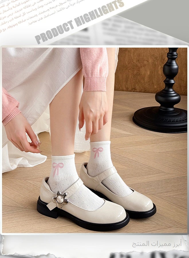 5 Pairs Women's Sweet Floral & Bow Print Ankle Socks, Cute Pink Flower Socks with Breathable Fabric, Soft Casual Low Cut Socks for Daily Wear, Spring & Summer - Image 4