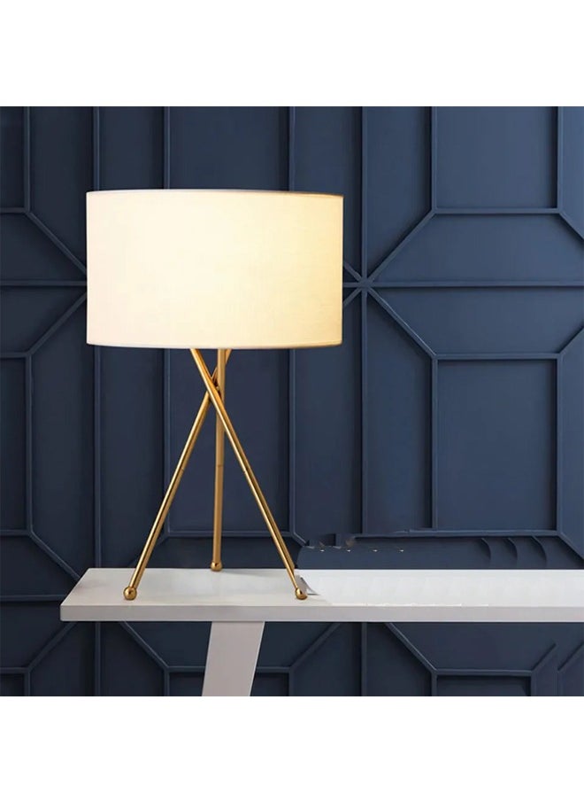 ATM - Modern Tripod Table Lamp with Gold Metal Base and Fabric Shade - Image 1