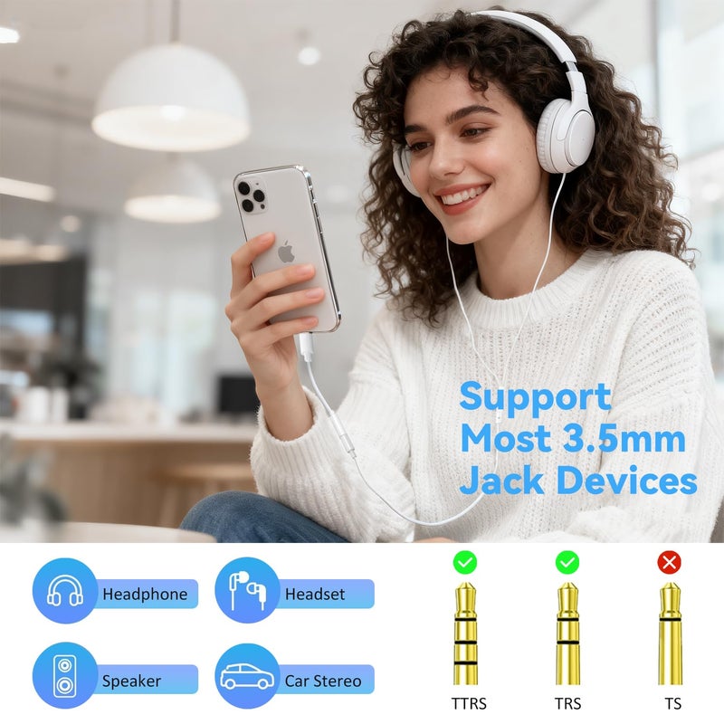 Cirafon [Apple MFi Certified] 2 Pack for iPhone 3.5mm Headphones Adapter, Lightning to 3.5 mm Headphone/Earphone Jack Converter Audio Aux Dongle Compatible with iPhone 14 13 12 11 Pro XR XS Max X 8 7. - Image 3