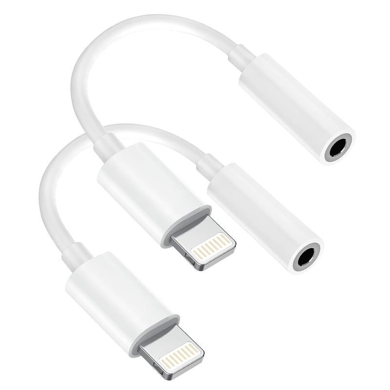 Cirafon [Apple MFi Certified] 2 Pack for iPhone 3.5mm Headphones Adapter, Lightning to 3.5 mm Headphone/Earphone Jack Converter Audio Aux Dongle Compatible with iPhone 14 13 12 11 Pro XR XS Max X 8 7. - Image 1
