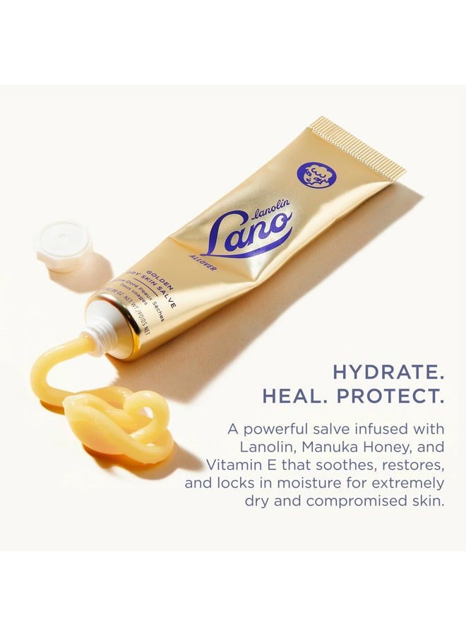 Lanolips Golden Dry Skin Salve - Lanolin Ointment with Vitamin E & Manuka Honey - Relief for Extremely Dry Skin - Healing Salve for Dry Hands, Cracked Lips, Skin Patches - Dermatologist Tested (25g) - Image 2