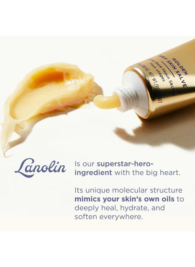 Lanolips Golden Dry Skin Salve - Lanolin Ointment with Vitamin E & Manuka Honey - Relief for Extremely Dry Skin - Healing Salve for Dry Hands, Cracked Lips, Skin Patches - Dermatologist Tested (25g) - Image 4