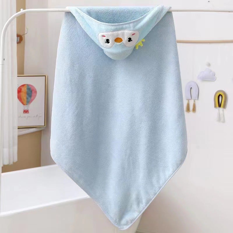 Baby Blanket Coral Velvet Blanket Kidsrens Embroidered Cartoon Bath Towel Retail Wholesale Spot Baby Bath Towel Penguin 
