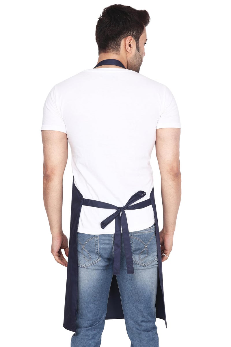 MAKSTILE Waterproof Apron For Kitchen Dishwashing, Cooking, Dog Grooming, Gardening, Car Wash, Lab, Restaurant & Industrial Use | Unisex| Color-Navy Blue & Beige | Pack Of 2 - Image 3