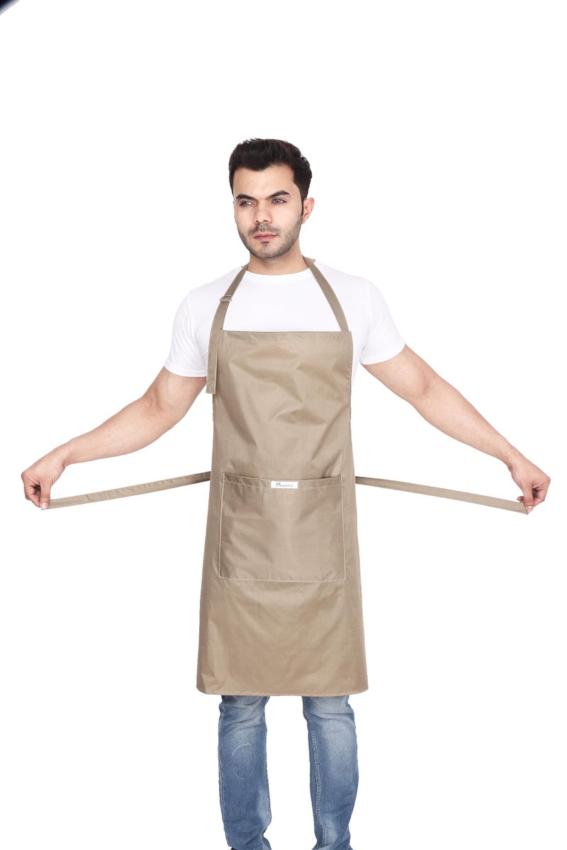 MAKSTILE Waterproof Apron For Kitchen Dishwashing, Cooking, Dog Grooming, Gardening, Car Wash, Lab, Restaurant & Industrial Use | Unisex| Color-Navy Blue & Beige | Pack Of 2 - Image 4