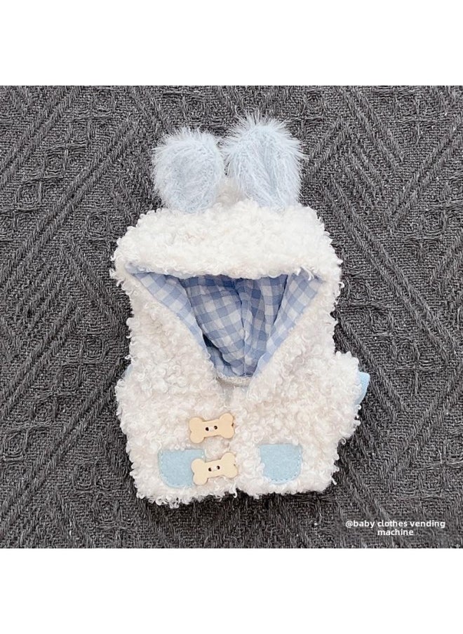 Generic - 17cm Pull Cloth Pendant Doll Cartoon Cute Plush Two-piece Small Satchel Suit Vinyl Doll Change-Specifications:The First And Second Generations Of Labubu Can Be Worn-Color:Lamb Wool Sheep Sweater Jacket (blue) - Image 1