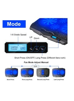 ماركة غير محددة مروحة تبريد للابتوب مع منفذي USB، شاشة LCD، وإضاءة LED زرقاء – تشغيل هادئ – متوافقة مع لابتوبات مقاس 10 إلى 15.6 بوصة  - Image 2