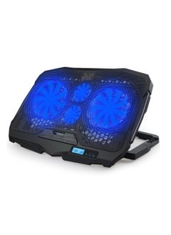 ماركة غير محددة مروحة تبريد للابتوب مع منفذي USB، شاشة LCD، وإضاءة LED زرقاء – تشغيل هادئ – متوافقة مع لابتوبات مقاس 10 إلى 15.6 بوصة  - Image 1