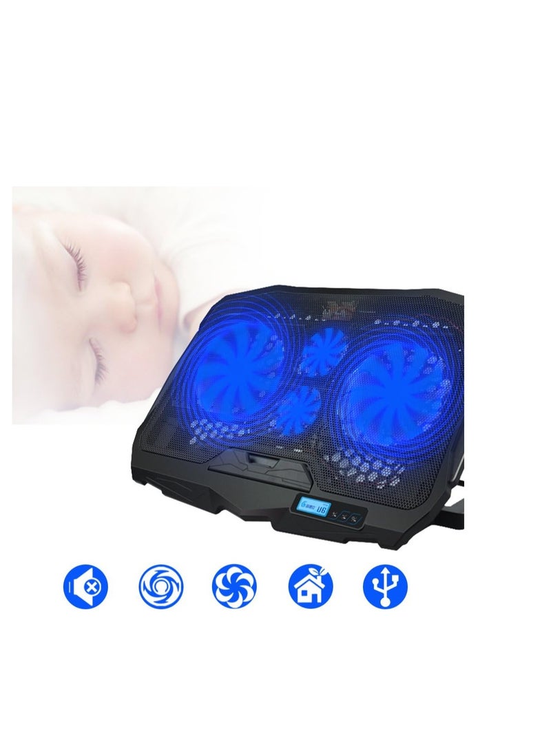 Generic Laptop Cooling Pad with Dual USB Ports, LCD Display, and Blue LED – Silent Operation – Compatible with 10 to 15.6 Inch Laptops  - Image 3