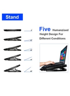 ماركة غير محددة مروحة تبريد للابتوب مع منفذي USB، شاشة LCD، وإضاءة LED زرقاء – تشغيل هادئ – متوافقة مع لابتوبات مقاس 10 إلى 15.6 بوصة  - Image 5